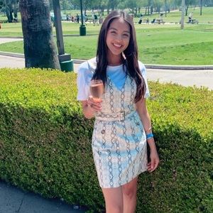 Faux leather snakeskin print dress